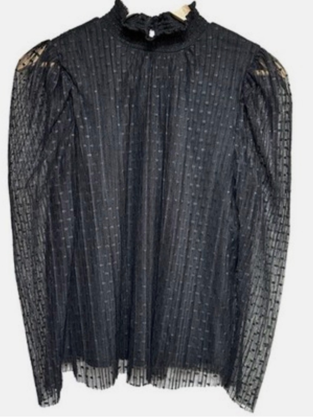 CeCe Women's Mock Neck Sheer-Sleeve Ruffled-Cuff Top